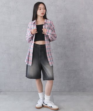 WEGO チェックBIGシャツ ピンク