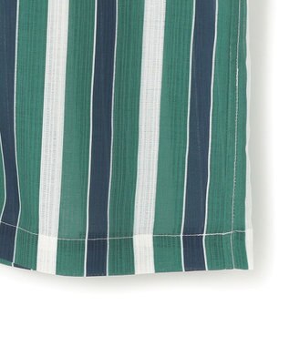 UNFILO MENS シアーメッシュプリント オープンカラーシャツ【ギフトにもおすすめ】 グリーンストライプ