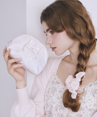 Maison de FLEUR サテンリボンラウンドポーチ