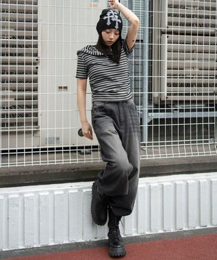 WEGO ヘンリーネックフードT 柄1