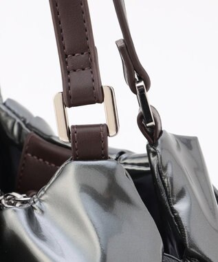 LA BAGAGERIE ソフトエナメル2WAYハンドバッグ Sサイズ ガンメタリック