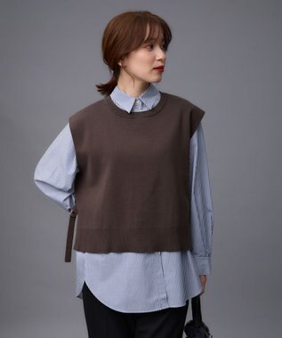 ANY 【洗濯機可】オーガニックコットンベスト ブラウン