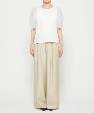 uncrave ダブルフェイスジャージー オーガンジーコンビトップス オフ