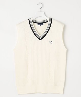 23区GOLF 【MEN】【キングサイズ】コットンブレンド ニットベスト ホワイト系