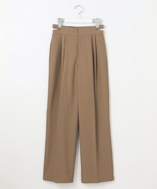 Feroux 【洗える】サイドオープンスラックス パンツ キャメル系