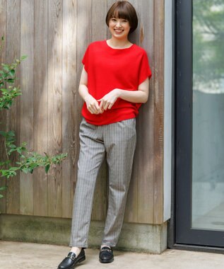 ANY L 【新色追加/洗濯機可/UVカット/ウエストゴム/ストレッチ】7daysデイリーパンツ グレンチェック