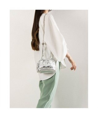 UNBILLION カシュカシュ cachecache / 口元ギャザーメタリックキルトミニショルダー シルバー