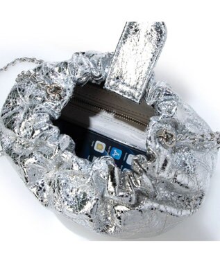 UNBILLION カシュカシュ cachecache / 口元ギャザーメタリックキルトミニショルダー シルバー