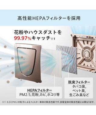 YAMATO テーブル＆キッチン 【TWINBIRD】HEPAフィルター空気清浄機  メタリックベージュ  AC-5943VO ベージュ