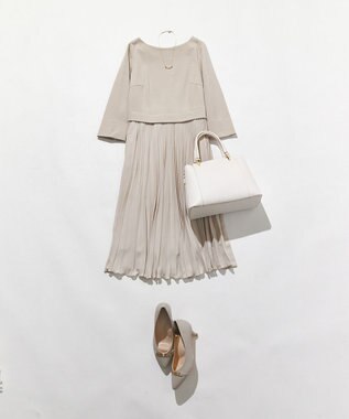 組曲 L 【KUMIKYOKU NAVY】ジャージーコンビプリーツ ワンピース ベージュ系