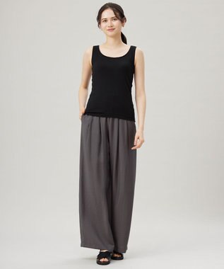 自由区 【ワコールコラボ】【洗える】カップイン タンクトップ ブラック