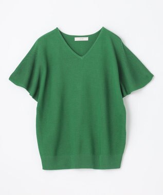 ANY 【洗濯機可/UVケア/アンチピリング】アクリルガーター バタフライスリーブニット リーフグリーン