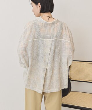 AMERICAN HOLIC シアーチェックショート丈シャツ Ivory