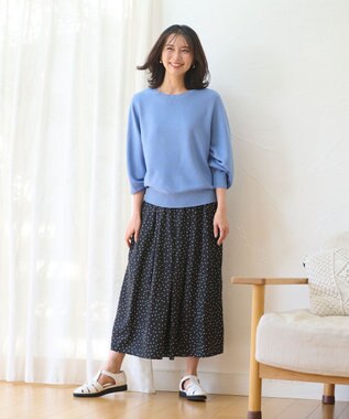 ANY 【洗濯機可能・ウエストゴム】リラックススカーチョ ブラック×オフドット