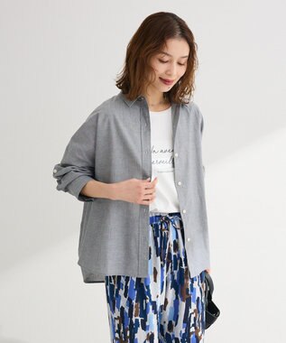 Green Parks 綿麻混シャツ Gray