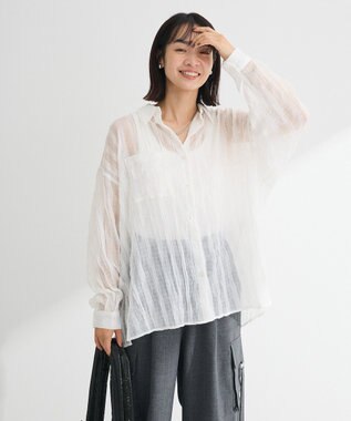 Green Parks シアーワッシャーロングスリーブシャツ Off White