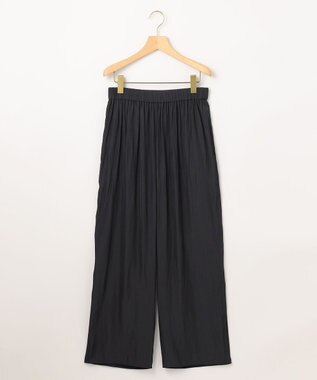 組曲 【洗える】ギャザーライトデシン パンツ ロング丈 ブラック系
