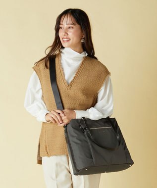 LA BAGAGERIE コーデュラ×リサイクルレザー　スクエアトート ダークグレー