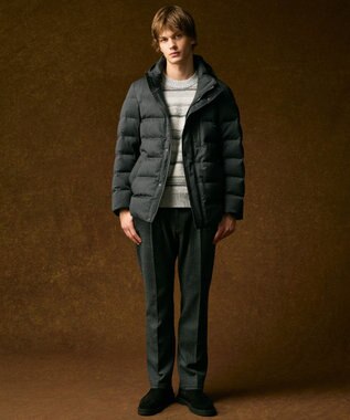 JOSEPH ABBOUD 【キングサイズ・軽量/ストレッチ/尾州産ジャージー素材】ウールミルドジャージータック パンツ グレー系1