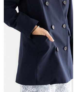 Te chichi ノーカラーダブルブレストジャケット ネイビー