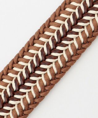 JOSEPH ABBOUD 【伸びる】メランジメッシュコンビ ベルト オレンジ系