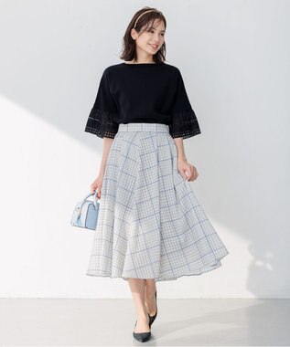 組曲 【WEB限定】レーススリーブ ニット ブラック系