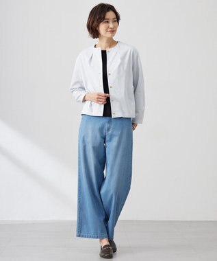 J.PRESS LADIES ハイゲージポンチ カーディガン ライトサックス系