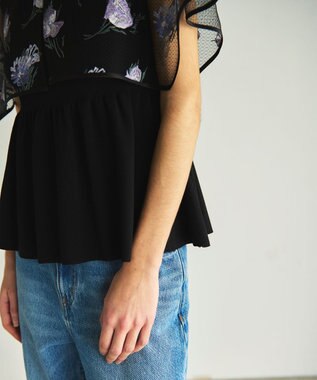 GRACE CONTINENTAL 刺繍ケープニットトップ ブラック