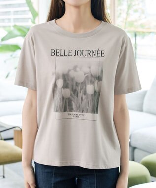 Tiaclasse L 【おのののかさん着用】「サマケア」グラフィックプリントTシャツ グレージュ
