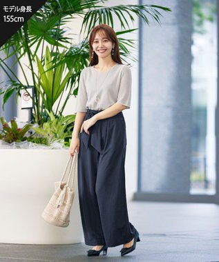 Tiaclasse 【洗える】シアースリーブニットトップス グレー