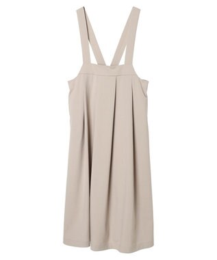 AMERICAN HOLIC 丈違いフロントタックジャンバースカート Gray Beige