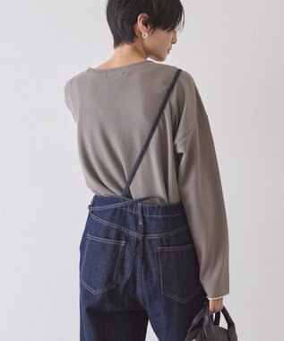 AMERICAN HOLIC 【WEB限定】ワッフル配色メロープルオーバー Charcoal Gray