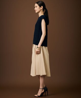 自由区 【SHIHOさん着用・レイヤード・旬スタイル】リネンコットン ベスト ネイビー