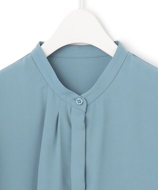 ICB 【洗える・UVケア】BackSatinAmunzen ラッフルデザインブラウス ライトブルーグレー系