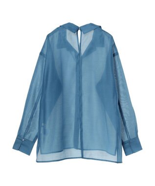 earth music&ecology オープンデザインシアーシャツ Blue