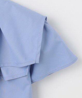 Feroux 【洗える】バイカラー ブラウス スカイブルー系