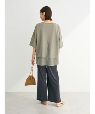 Green Parks ５分袖裾シアードッキングチュニック Khaki