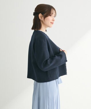 Green Parks ef-de ツイードノーカラージャケット Navy