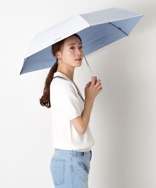 MOONBAT 【WEB限定】 POLO RALPH LAUREN（ポロ ラルフローレン） 晴雨兼用日傘 ワンポイントポロベア プリント 折りたたみ傘 ポーチタイプ 1級遮光/遮熱/遮光 サックスブルーストライプ