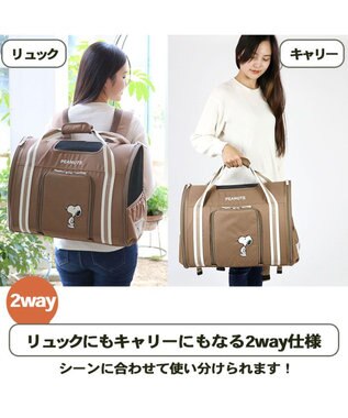 PET PARADISE スヌーピー シンプル 折り畳み リュック キャリーバッグ  小型犬 胴長犬種 茶系