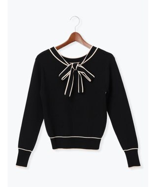 Te chichi 前後2WAYボウタイニットプルオーバー ブラック