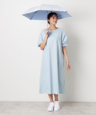 MOONBAT 【WEB限定】 POLO RALPH LAUREN（ポロ ラルフローレン） 晴雨兼用日傘 ワンポイントポロベア プリント 折りたたみ傘 ポーチタイプ 1級遮光/遮熱/遮光 サックスブルーストライプ