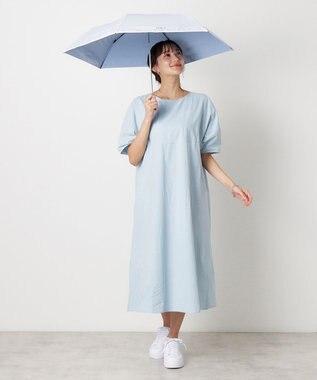 MOONBAT 【WEB限定】 POLO RALPH LAUREN（ポロ ラルフローレン） 晴雨兼用日傘 ワンポイントポロベア プリント 折りたたみ傘 ポーチタイプ 1級遮光/遮熱/遮光 サックスブルーストライプ