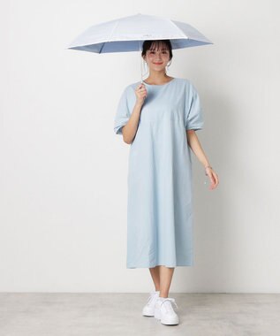 MOONBAT 【WEB限定】 POLO RALPH LAUREN（ポロ ラルフローレン） 晴雨兼用日傘 ワンポイントポロベア プリント 折りたたみ傘 ポーチタイプ 1級遮光/遮熱/遮光 サックスブルーストライプ