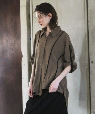 YECCA VECCA ストリングデザインシャツ Khaki