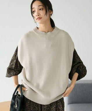 CRAFT STANDARD BOUTIQUE クルーネックニットベスト Gray Beige