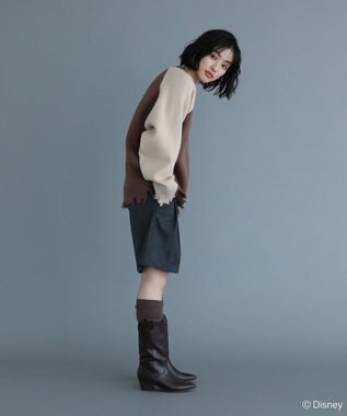 Green Parks VILLAINS/スカー/ダメージラグラン配色ニット Brown