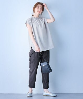 ANY 【抗菌防臭/速乾/手洗い可】エニィファンクション ノースリーブブラウス グレーストライプ