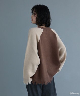 Green Parks VILLAINS/スカー/ダメージラグラン配色ニット Brown