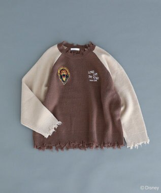 Green Parks VILLAINS/スカー/ダメージラグラン配色ニット Brown